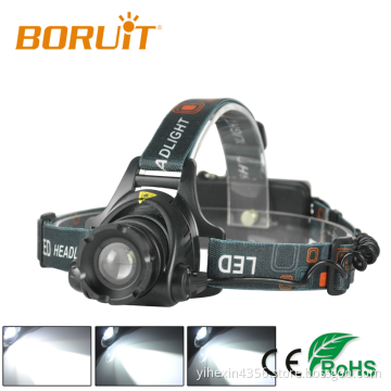 Boruit Newest ABS High Quality Zoomable Rechargeable Led Headlamp 18650 Battery Power Supply
